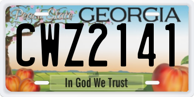 GA license plate CWZ2141