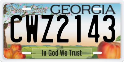 GA license plate CWZ2143