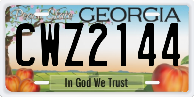 GA license plate CWZ2144