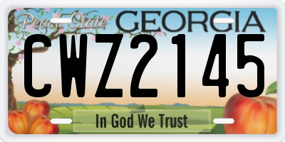 GA license plate CWZ2145