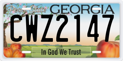 GA license plate CWZ2147
