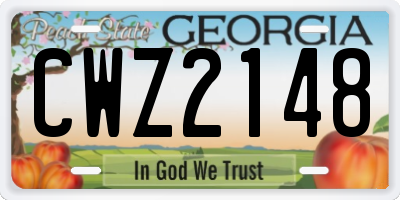 GA license plate CWZ2148