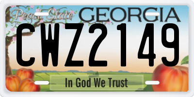 GA license plate CWZ2149