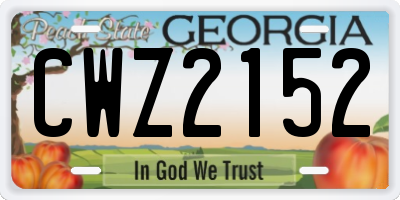 GA license plate CWZ2152