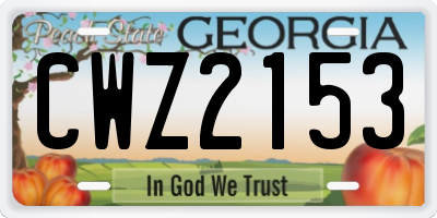 GA license plate CWZ2153