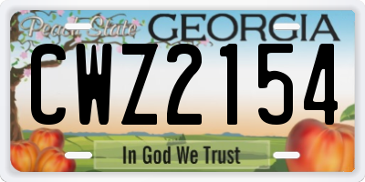GA license plate CWZ2154