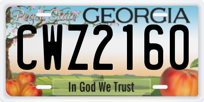 GA license plate CWZ2160
