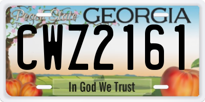 GA license plate CWZ2161