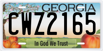 GA license plate CWZ2165