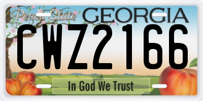 GA license plate CWZ2166