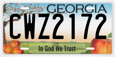 GA license plate CWZ2172