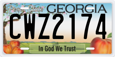 GA license plate CWZ2174