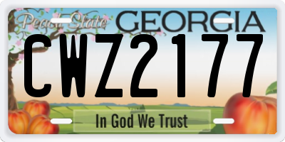 GA license plate CWZ2177