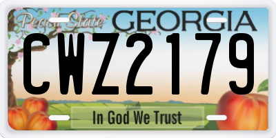 GA license plate CWZ2179