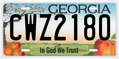 GA license plate CWZ2180