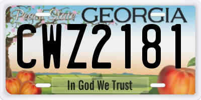 GA license plate CWZ2181