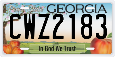 GA license plate CWZ2183
