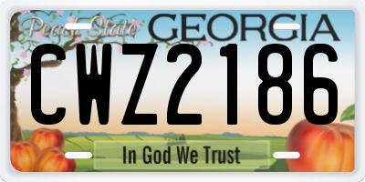 GA license plate CWZ2186