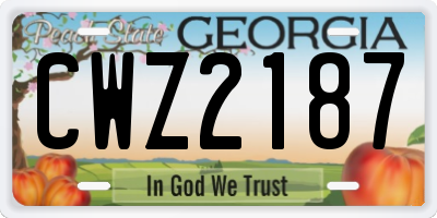 GA license plate CWZ2187