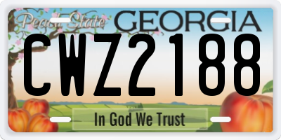 GA license plate CWZ2188