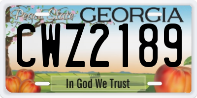 GA license plate CWZ2189