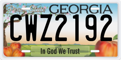 GA license plate CWZ2192