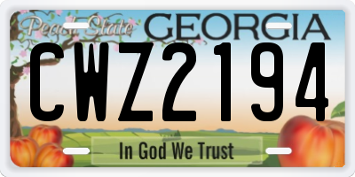 GA license plate CWZ2194