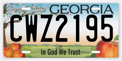 GA license plate CWZ2195