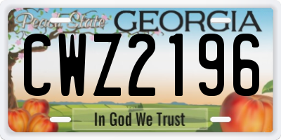 GA license plate CWZ2196