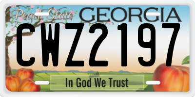 GA license plate CWZ2197