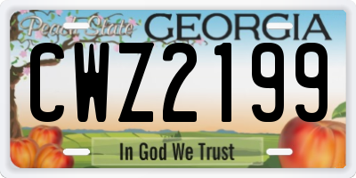 GA license plate CWZ2199