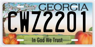 GA license plate CWZ2201