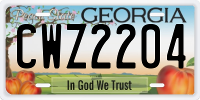 GA license plate CWZ2204