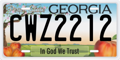 GA license plate CWZ2212