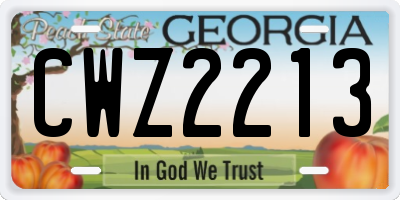 GA license plate CWZ2213