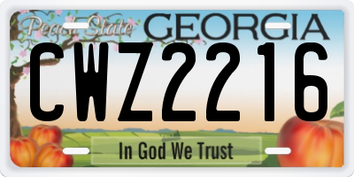 GA license plate CWZ2216