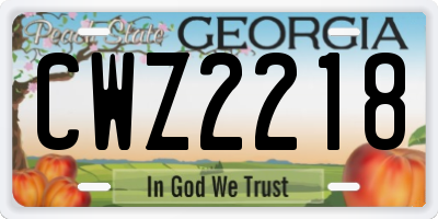 GA license plate CWZ2218