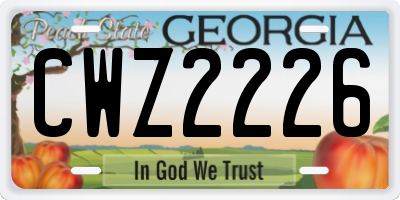 GA license plate CWZ2226