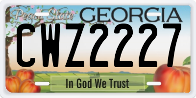 GA license plate CWZ2227