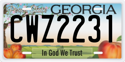GA license plate CWZ2231