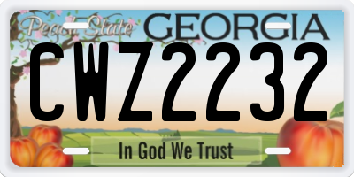 GA license plate CWZ2232
