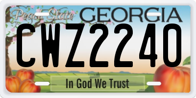 GA license plate CWZ2240