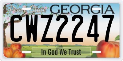 GA license plate CWZ2247
