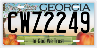 GA license plate CWZ2249