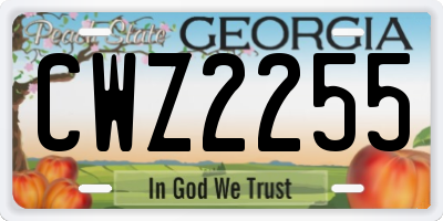 GA license plate CWZ2255