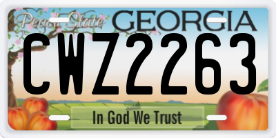 GA license plate CWZ2263