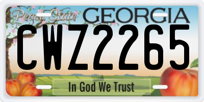 GA license plate CWZ2265