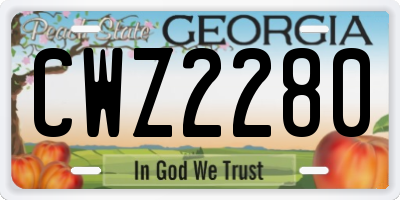 GA license plate CWZ2280