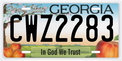 GA license plate CWZ2283