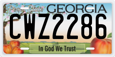 GA license plate CWZ2286